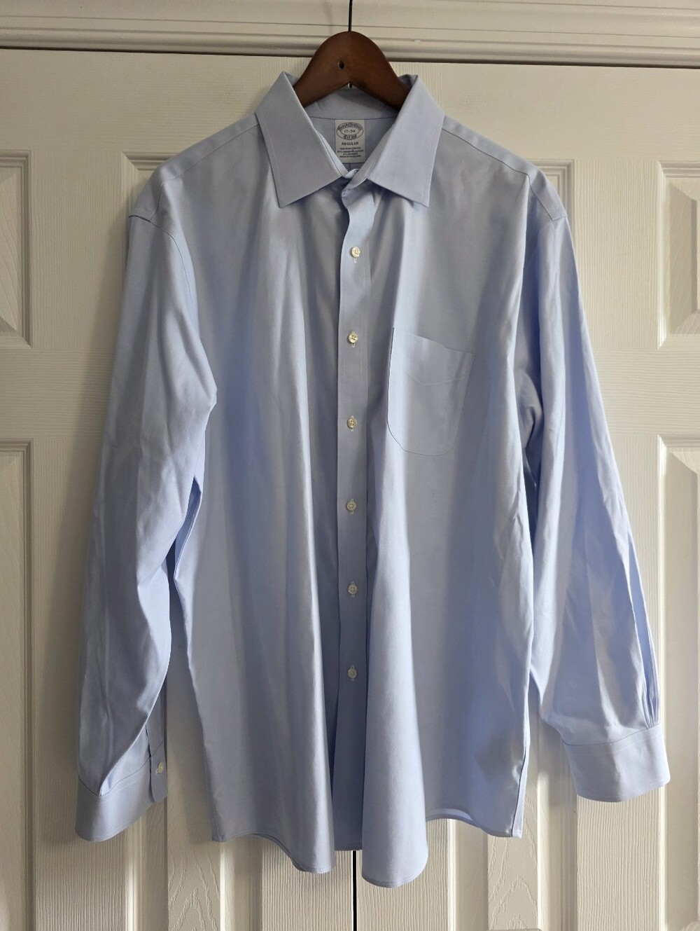 Brooks Brothers Supima Cotton Regular Fit Dress Shirt Light Blue Men's 17-34